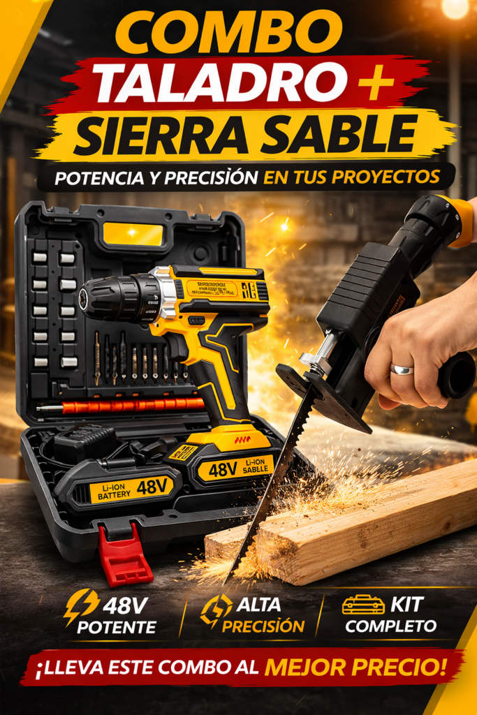 COMBO TALADRO INALAMBRICO 48V + SIERRA SABLE RECIPROCA imagen 2