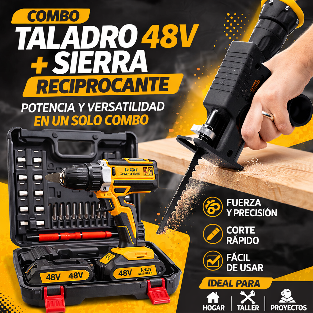 COMBO TALADRO INALAMBRICO 48V + SIERRA SABLE RECIPROCA imagen 1